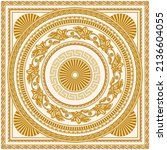 baroque scrolls rosette  golden ... | Shutterstock .eps vector #2136604055