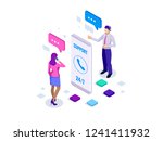 isometric user support service... | Shutterstock .eps vector #1241411932