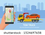 tow truck  roadside assistance .... | Shutterstock .eps vector #1524697658