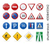 european traffic signs... | Shutterstock . vector #450845542