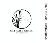 Cattail Grass Logo Vector...