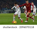 Small photo of Rome, Italy 18th December 2021: Francesco Caputo and Gianluca Mancini gestures during the Italian Serie A 202122 football match between A.S. Roma and UC Sampdoria at the Olimpico Stadium