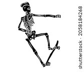 tribal skeleton skate boarding... | Shutterstock .eps vector #2058184268