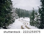 Snowy Mountain Road With Snow...