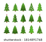 christmas tree flat icon set.... | Shutterstock .eps vector #1814891768