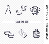 Games Linear Icons. Chess  Dice ...