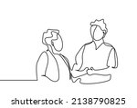 a young man helping an old woman | Shutterstock .eps vector #2138790825