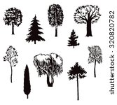 hand drawn trees set. vector... | Shutterstock .eps vector #320820782