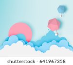 hot air balloon paper art style ... | Shutterstock .eps vector #641967358