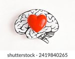 The red heart inside the human brain is a symbol of love, health, and stroke prevention.