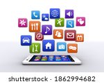  smartphone and colorful... | Shutterstock . vector #1862994682