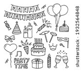 set of happy birthday doodles.... | Shutterstock .eps vector #1932564848