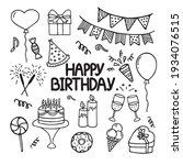 set of happy birthday doodles.... | Shutterstock .eps vector #1934076515