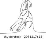 continuous line art or one line ... | Shutterstock .eps vector #2091217618