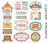circus vintage signboard labels ... | Shutterstock .eps vector #666118372
