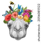 Portrait Of Camel With A Floral ...