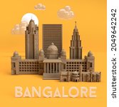 Bangalore City of India with Yellow Background 3d Render