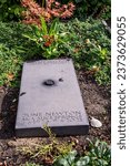 Small photo of Berlin Germany October 11, 2023: Honorary grave of the state of Berlin for photographers Helmut and June Newton, aka Alice Springs. Schoneberg Cemetery III.