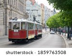 Historic tram on Prague street.