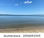 October 2, 2021, Yorktown, Virginia, USA: Yorktown beach showing part of York river near Chesapeake bay.