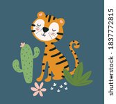 wildlife animals. cute tiger... | Shutterstock .eps vector #1837772815
