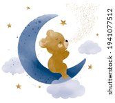 cute teddy bear on the moon... | Shutterstock .eps vector #1941077512