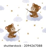 cute teddy bear is sitting on... | Shutterstock .eps vector #2094267088