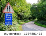 UK Triangle road sign warning of single track road