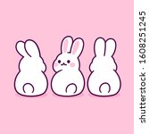 cute cartoon white rabbits... | Shutterstock .eps vector #1608251245