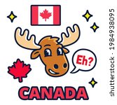 funny cartoon moose with saying ... | Shutterstock .eps vector #1984938095