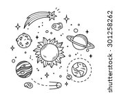hand drawn solar system with... | Shutterstock .eps vector #301258262