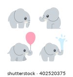 cute cartoon baby elephant set. ...