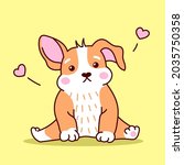 cute corgi puppy sitting.... | Shutterstock .eps vector #2035750358