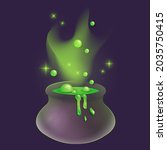 witch's magic cauldron with... | Shutterstock .eps vector #2035750415
