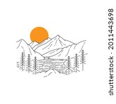 Vector illustration of North Cascades National Park in mono line style
