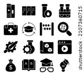 pack of study solid icons    | Shutterstock .eps vector #2107360715