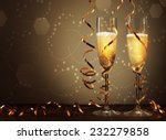 Conceptual Golden Brown Wine on Elegant Glass with Spiral Thin Wrapping Foils or Laces Decoration, on Abstract Brown Background.