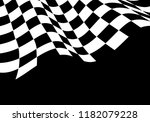 checkered flag wave black white ... | Shutterstock .eps vector #1182079228