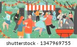 retro garden party with people... | Shutterstock .eps vector #1347969755