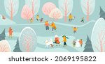 vector illustration of winter... | Shutterstock .eps vector #2069195822
