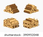 Firewood Stacked In Piles. 3d...