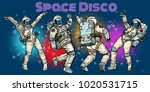 disco party astronauts dancing... | Shutterstock .eps vector #1020531715