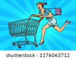 Woman Running With Shopping...