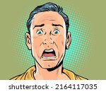 male face fright emotion  fear... | Shutterstock .eps vector #2164117035