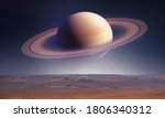 Landscape With Saturn Planet In ...