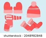 winter hat  pair of socks  pair ... | Shutterstock .eps vector #2048982848