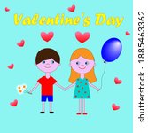 valentine's day. the boy and... | Shutterstock .eps vector #1885463362