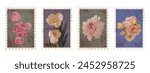 Set of floral vintage postage...