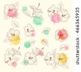 tropical hibiscus flowers. | Shutterstock . vector #466365935