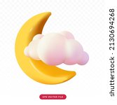 3d cute moon and cloud pastel.... | Shutterstock .eps vector #2130694268